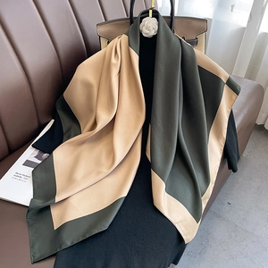 Women Elegant Color Block Satin Satin Like Twill Square Scarf Shawl Wrap For Vacation Sun Protection Fashion Accessory