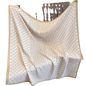 Houndstooth pattern silk square scarf with chain monogram design for elegant styling