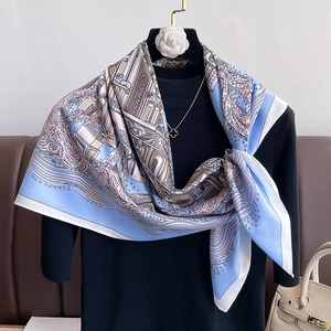 Detailed macro view of classical baroque architecture patterns on a 90cm silk scarf