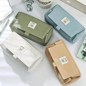 Minimalist puppy stationery bags in mint, blue, white, and milk tea colors with cute patches