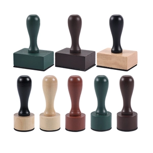 Multi-colored wooden sponge stamp handles with ergonomic design for DIY art and crafts