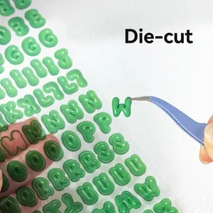 Autocollants lettres 3D verts en PET imperméable pour décoration créative de scrapbooking