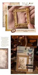 Detail großer Vintage-Sticker im Barockstil mit Reliefprägung für DIY-Scrapbooking