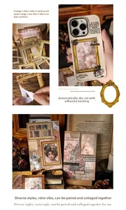 Detailansicht der Vintage-Aufkleber mit automatischer Stanzung für Scrapbooking und DIY