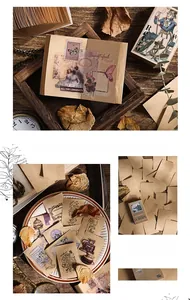 Detailed view of vintage kraft paper ephemera featuring butterfly and floral patterns