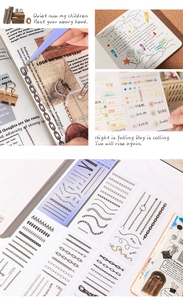 Detailed view of waterproof PET chain stickers in gold, silver, and bronze for scrapbooking