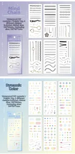 Detailed PET index stickers with macaron arrows and dark chain patterns for planners