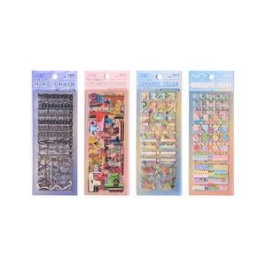 Waterproof PET index sticker sets with four themes including 6 pieces per pack