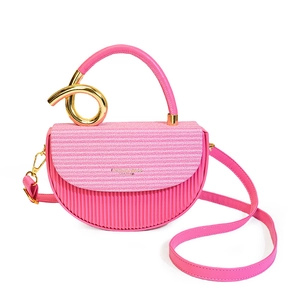 Damen Mode PU Leder Plissee Satteltasche Mit Goldenem Metallring Griff Kontrastfarbe Crossbody Schulter Handtasche