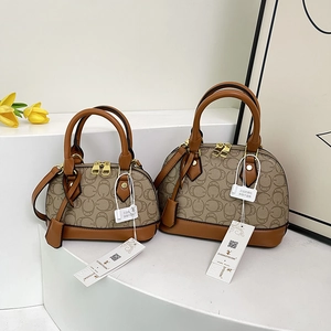 Borsa a Mano Vintage Monogramma a Conchiglia Per Donna Grande Capacità in Pelle PU Stampata Borsa a Tracolla Elegante