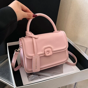 Chic Women Small Square Crossbody Bag Minimalist PU Leather Top Handle Handbag With Removable Strap Fashion Daily Travel Bag