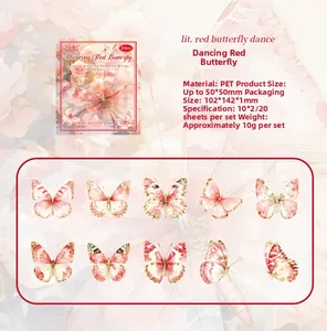 Detail of laser gold foil butterfly PET stickers for scrapbooking and decoration