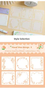 Details zu 6er-Set Malvorlagen mit Blumenmotiven, 80x80mm florale Muster aus PP-Material