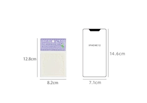 Größenvergleich der floralen Schablonenlineale neben dem iPhone 12 zur Orientierung