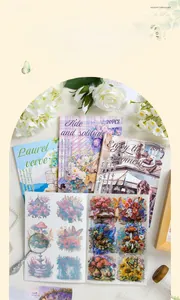 Detail von floralen PET-Aufklebern mit Schmetterlingsmotiven und Stanzung für Journaling