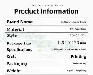 Detaillierte Produktspezifikationstabelle für PET und Washi Paper Stickerheft