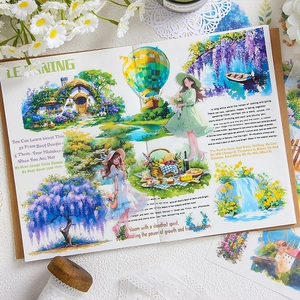 Wasserfestes PET-Stickerbuch mit Vintage-Illustrationen für Journaling und DIY-Kunst