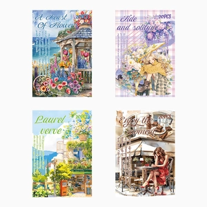 Wasserdichtes PET Aufkleberbuch Set mit floralen Illustrationen für Scrapbooking 20 Stück