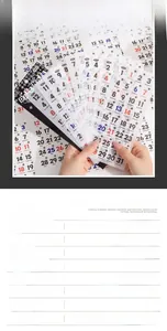Detail of 12-sheet 365-day planner stickers showing date patterns and PET material