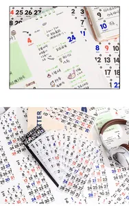 Close-up of 12-sheet 365-day calendar stickers for planner journal and DIY scrapbooking