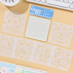 Set of 6 cute cartoon animal drawing stencils for DIY scrapbooking and creative art