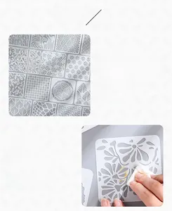 Close-up of washable PET stencil patterns showing floral and geometric texture details