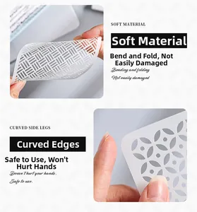Detail of flexible PET stencil showing soft material and safe curved corner design