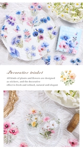 Detail of 60pcs floral and butterfly stickers for DIY journaling with flower patterns