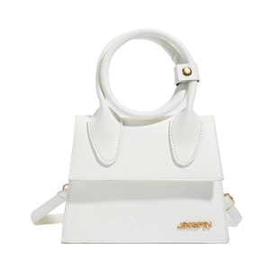 Sac à main blanc en cuir PU avec poignée circulaire et bandoulière amovible