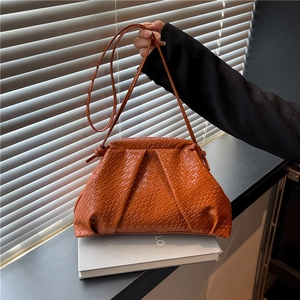 Woven Textured Cloud Pouch Crossbody Bag For Women Fashion PU Leather Pleated Shell Shoulder Handbag Versatile Elegant Clutch