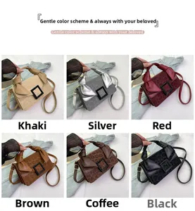 Six colors of leopard print handbags with large square buckles and knotted handles
