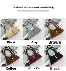 Collage showing leopard print handbags in khaki, gray, brown, coffee, burgundy and black