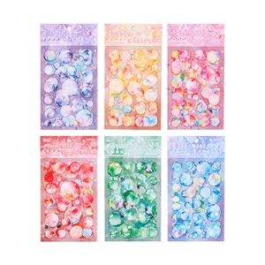 Set of 6 colorful bubble PET stickers in 6 shades for scrapbooking and DIY crafts