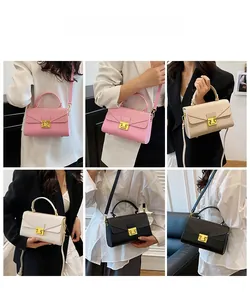 Viste multiple della borsa a tracolla da donna con chiusura dorata in quattro colori