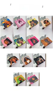 Detailed grid of canvas tote bags with colorful female portrait prints and rope handles