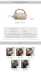 Size chart for Boston bag showing dimensions 23x11x10cm and five color options