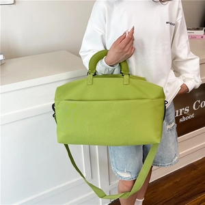 Avocado green travel duffel bag with dry-wet separation and adjustable strap
