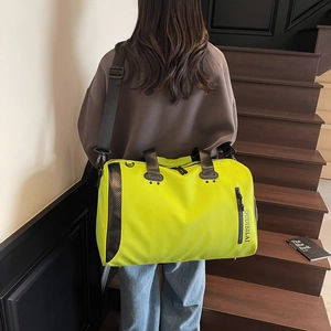 Bolsa de viaje grande amarillo neón con correa para el hombro para fitness y deportes