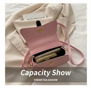 Interior view showing the large capacity of a pink crossbody bag for phone and wallet