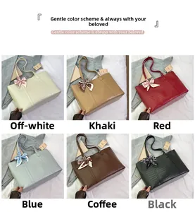 Sacs cabas motif crocodile en six couleurs avec nœud décoratif en foulard de soie