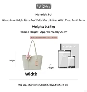 Guide des tailles du grand sac cabas en cuir PU avec dimensions et contenance
