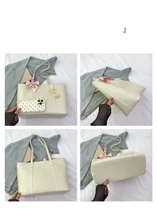 Vues détaillées du cabas crème à motif crocodile avec foulard floral décoratif sous divers angles