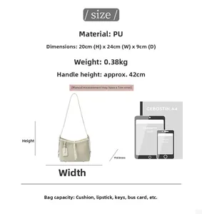 Größentabelle für PU-Webtasche mit Maßen und visuellem iPad- und Handyvergleich