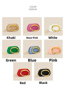 Color options of acrylic party clutch bags with gold C-shaped metal handle detail
