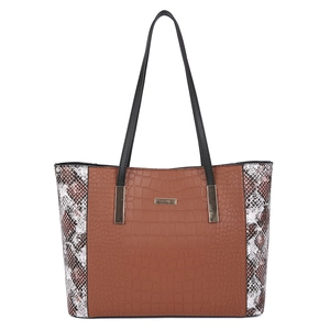 Borsa tote con motivo a coccodrillo, cuciture in pelle di serpente e dettagli dorati