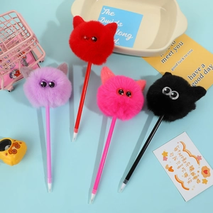 Penne a pompon carine con grandi occhi 3D e orecchie in quattro colori vivaci