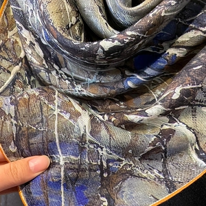 Vintage marble pattern silk scarf with hand-rolled orange edges for women fashion