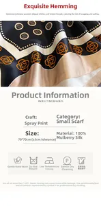 Detail of 100% mulberry silk square scarf with printed camellia rose pattern edges