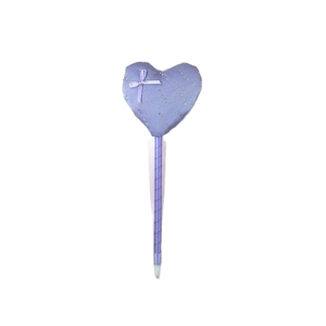 Süßer violetter Plüsch-Herz-Kugelschreiber mit Satinschleife und Strass-Details