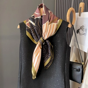 Foulard Quadrato Da Donna Effetto Raso Elegante Stampa Floreale Camelia Geometrica Sciarpa Moda Viaggio Bandana Capelli Morbida